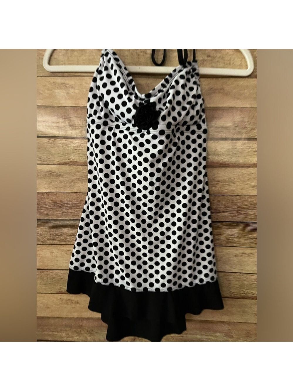 Suddenly Slim Catalina Womens Black White Polka Dot One-piece Swimsuit Size: 4-6